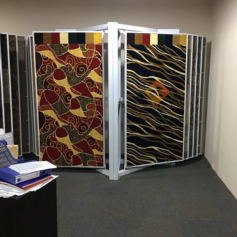 Modern Wallpaper Curtain Exhibition Rug Carpet Clip Display Rotary Rack