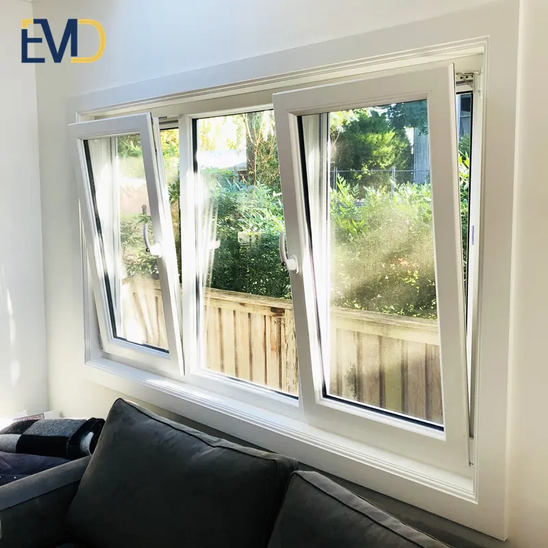Latest design factory customized villa sound insulation aluminum tilt turn glass window for villa