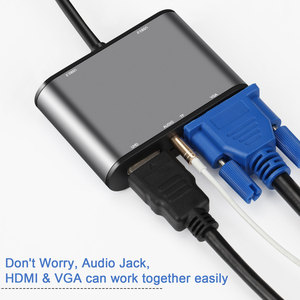 8 in 1 HUB tipi C USB3.0 + USB2.0 * 2 + USB-C PD + HD + VGA + TF + ses cep telefonu DVD oynatıcıları ve PVC ile monitörler için - Product Image 3