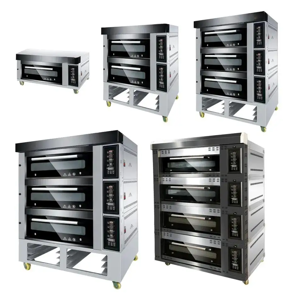 Commercial Deck Forno Queimador De Gás Para Pizza Forno Máquina de Padaria 3 Decks Com 6 Bandejas Forno Elétrico 3 Deck 9 Bandeja para uso doméstico