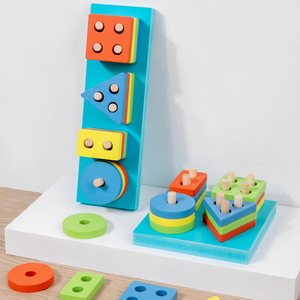 Enlightenment Early Education Four Sets of Column Shape Cognitive <strong>Building</strong> <strong>Blocks</strong> Toy for Children