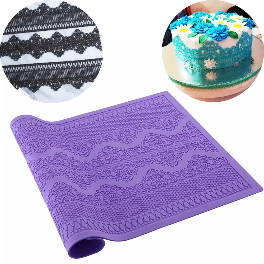 Novo 3D Food Grade Silicone Açúcar Bolo Lace Mat Silicone Moldes para Decoração Do Bolo Silicone Lace Mat