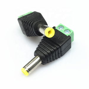 Fyx solderless dc תקע 5.5*2.1 מ "מ זכר ונקבה מחבר עם בלוק מסוף ירוק, סוג לחצן לדחוף עבור ספק כוח cctv