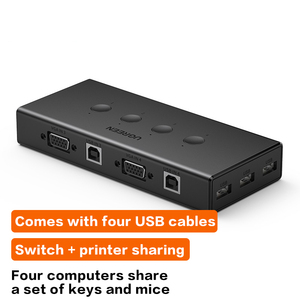 UGREEN VGA 4进1出KVM交换机4端口USB KVM开关盒支持1920*1440 60hz电脑电视监视器 - Product Image 6