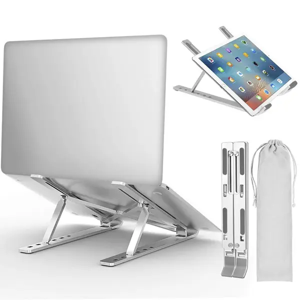 6 seviyeleri yükseklik ergonomik taşınabilir bilgisayar Tablet tutacağı katlanabilir defter tutucu ayarlanabilir alüminyum Laptop standı