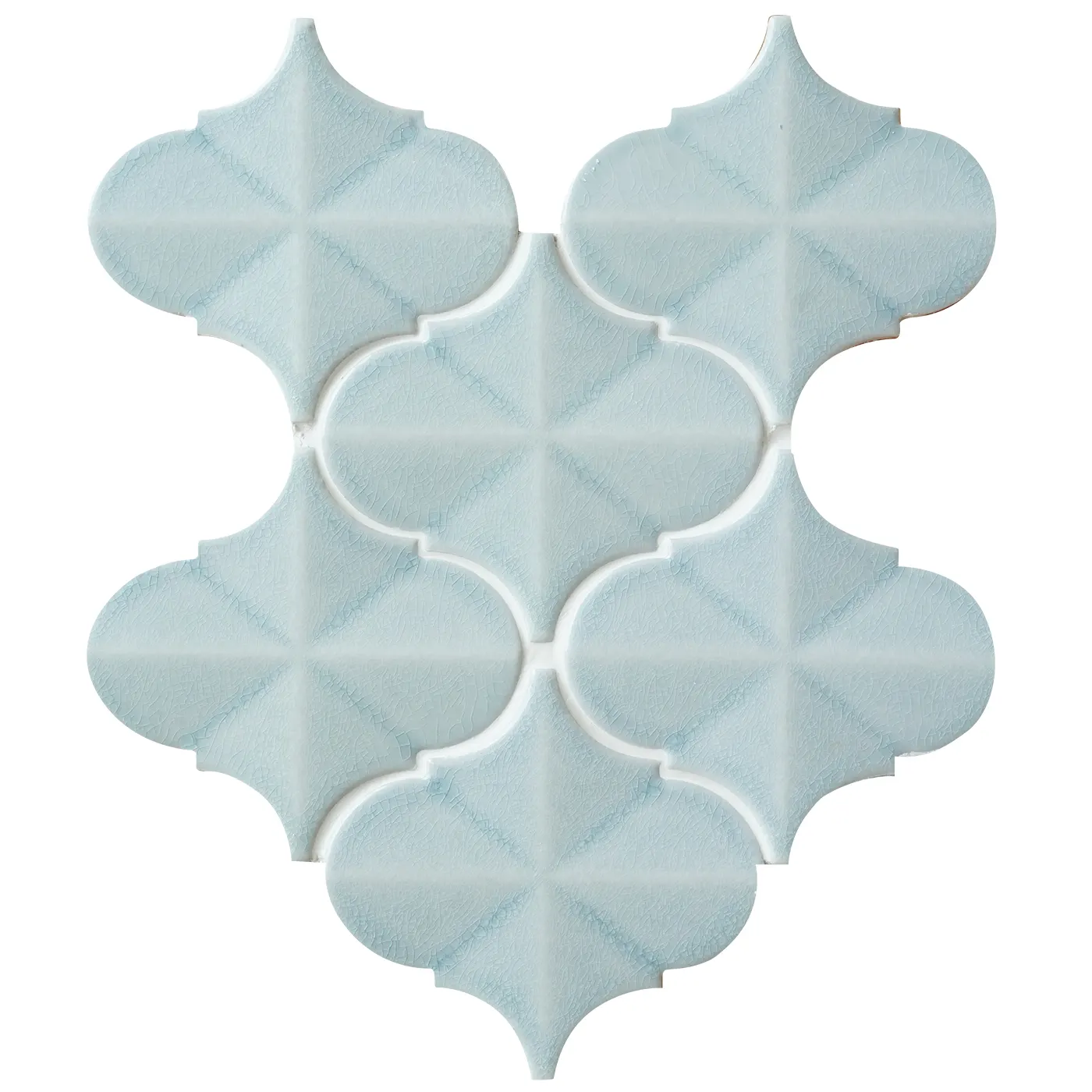 Modern ucuz fiyat açık mavi seramik arabesk mozaik duvar karosu buz kırık sırlı 3d fener Backsplash seramik mozaik karo