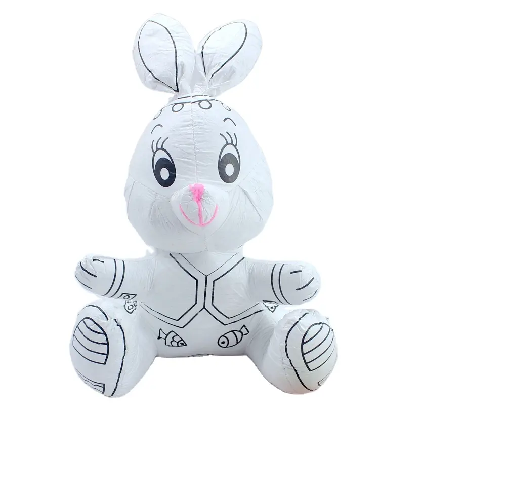 2024 poupées d'animaux de dessin animé les plus vendues pour les jouets de lapin de peinture pour enfants, jouets colorés à peindre et lavables de bricolage bon marché