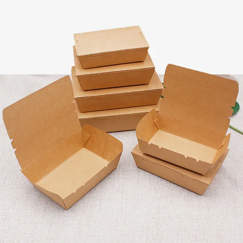 Scatola di carta kraft usa e getta per uso alimentare contenitore per imballaggio alimentare a conchiglia insalatiera scatola per il pranzo da asporto