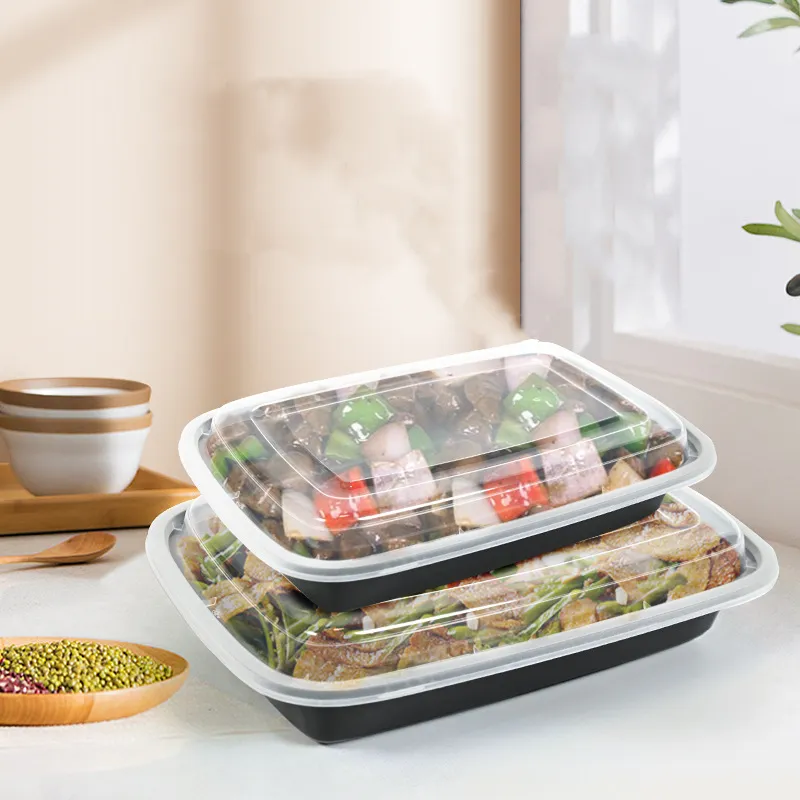 Conteneur alimentaire jetable biodégradable écologique, boîte à déjeuner en plastique, micro-ondes, four jetable personnalisé, récipient alimentaire sûr