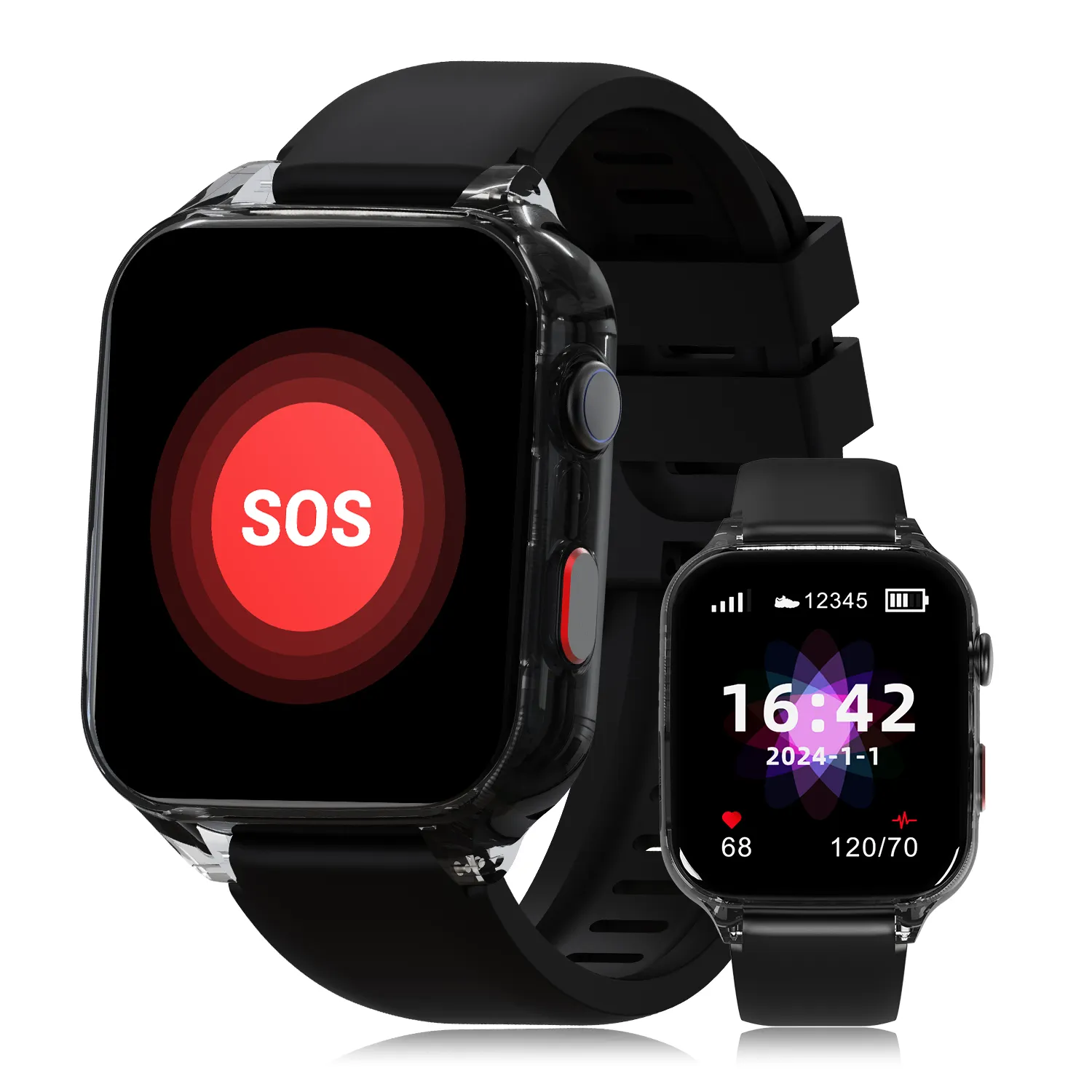 2024 nuova posizione 4G GPS WiFi SOS allarme per anziani Smart Watch con frequenza cardiaca Monitor per la raccolta dati del Server Cloud