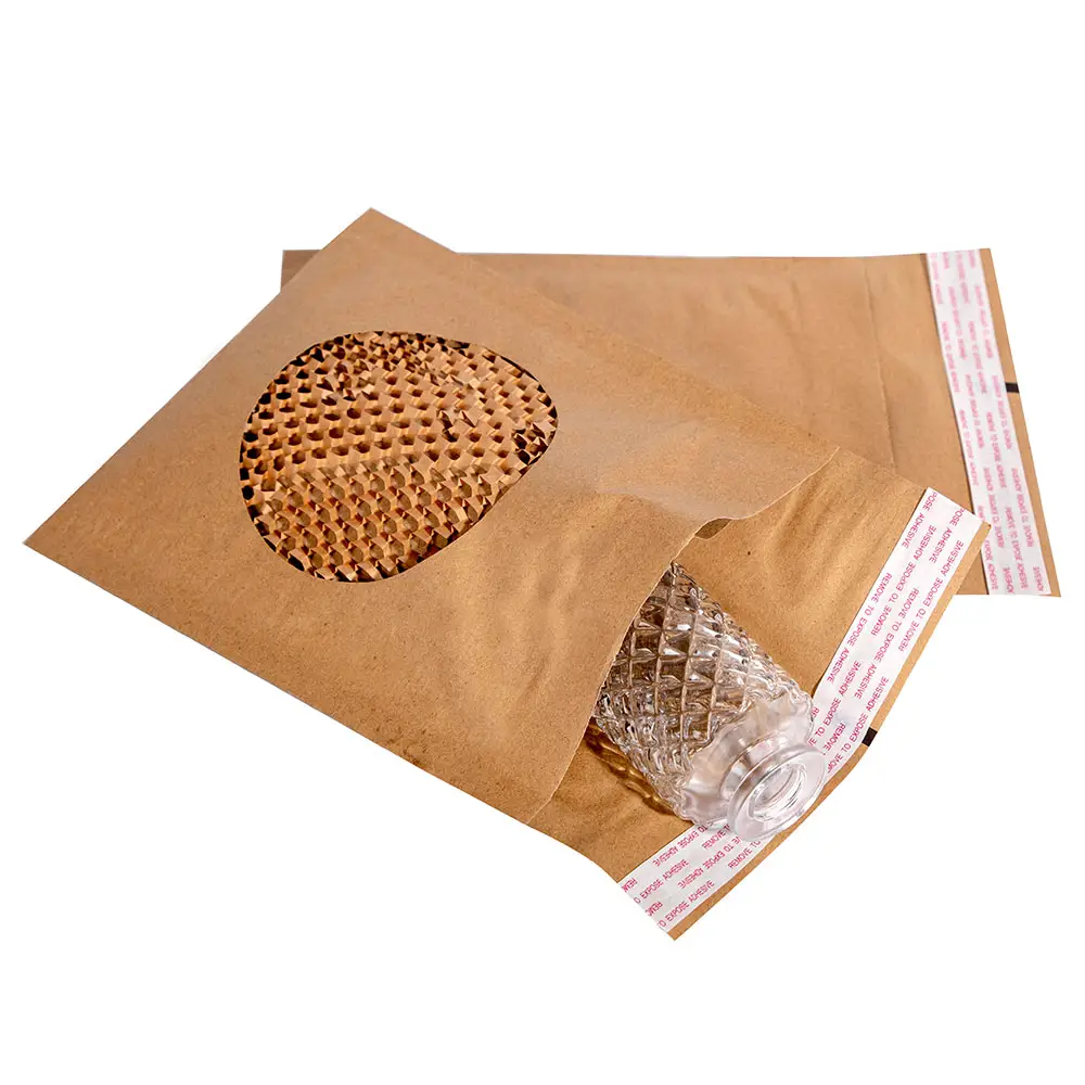 Honeycomb Padded Envelopes Compostable Recycled Kraft Paper Mesh Cushioning Protected Padded Envelopes