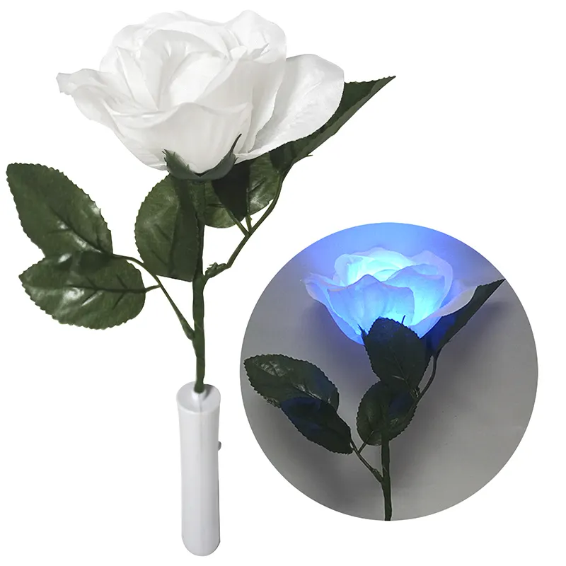 โรงงาน Coloful กระพริบสีขาวดอกกุหลาบดอกไม้ประดิษฐ์ LED ดอกไม้ที่มีการจัดการสำหรับการตกแต่ง
