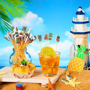 Martini Hawaii luau trang trí nhiệt đới uống Picks Tiki Cocktail Gậy cho món khai vị thực phẩm Trái Cây bãi biển Kỳ nghỉ Đảng ủng hộ - Product Image 3