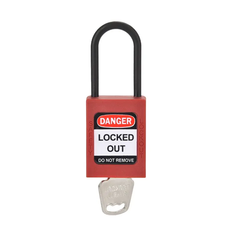 Elecpopular-Candado de seguridad con grillete de nailon de 38mm con llave roja para bloqueo industrial y etiquetado para áreas conductoras de electricidad