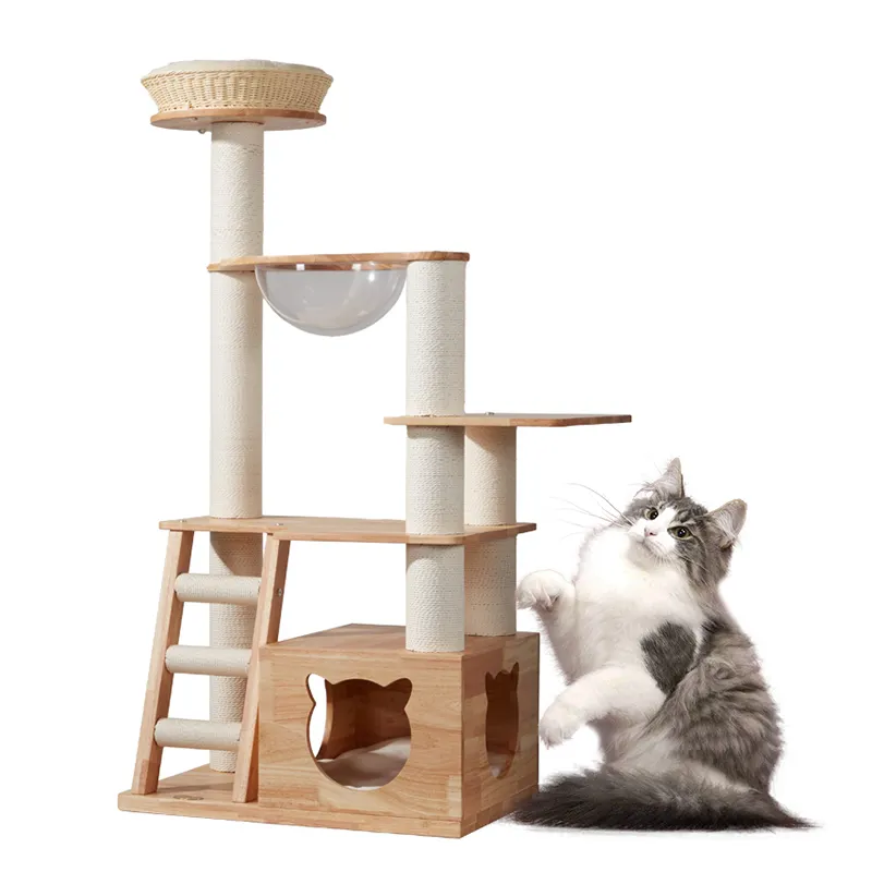 Struttura per arrampicata e Scratcher giocattolo per gatti in legno di grandi dimensioni per gatti semplice