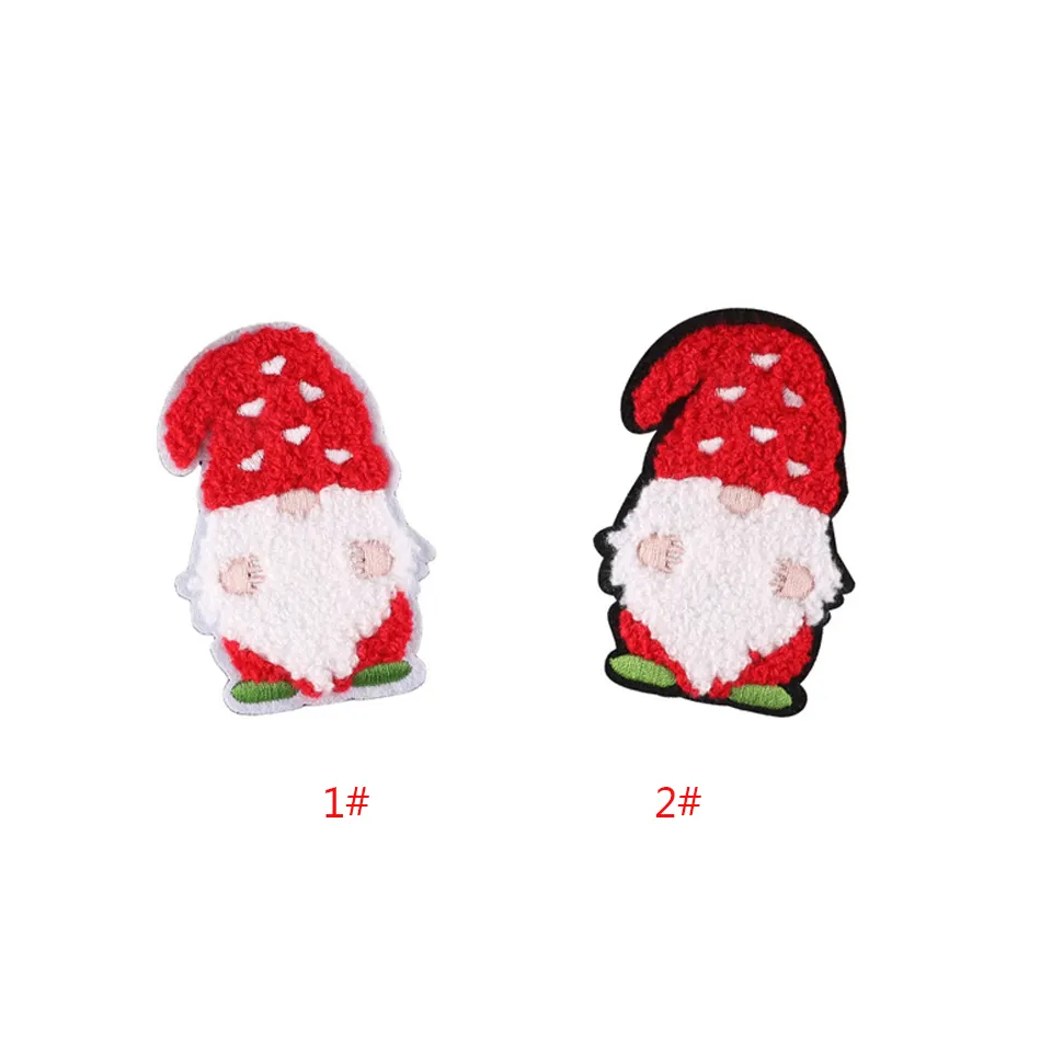 Nuovo stile rosso babbo natale design cucire su vestiti ricamo toppe in ciniglia per bambini felpa con cappuccio