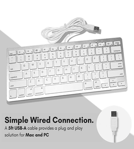 Mini teclado ergonómico USB Plug and Play con cable para Windows/Mac portátil 78 teclas teclado con cable Compatible con ordenador portátil/escritorio - Product Image 2