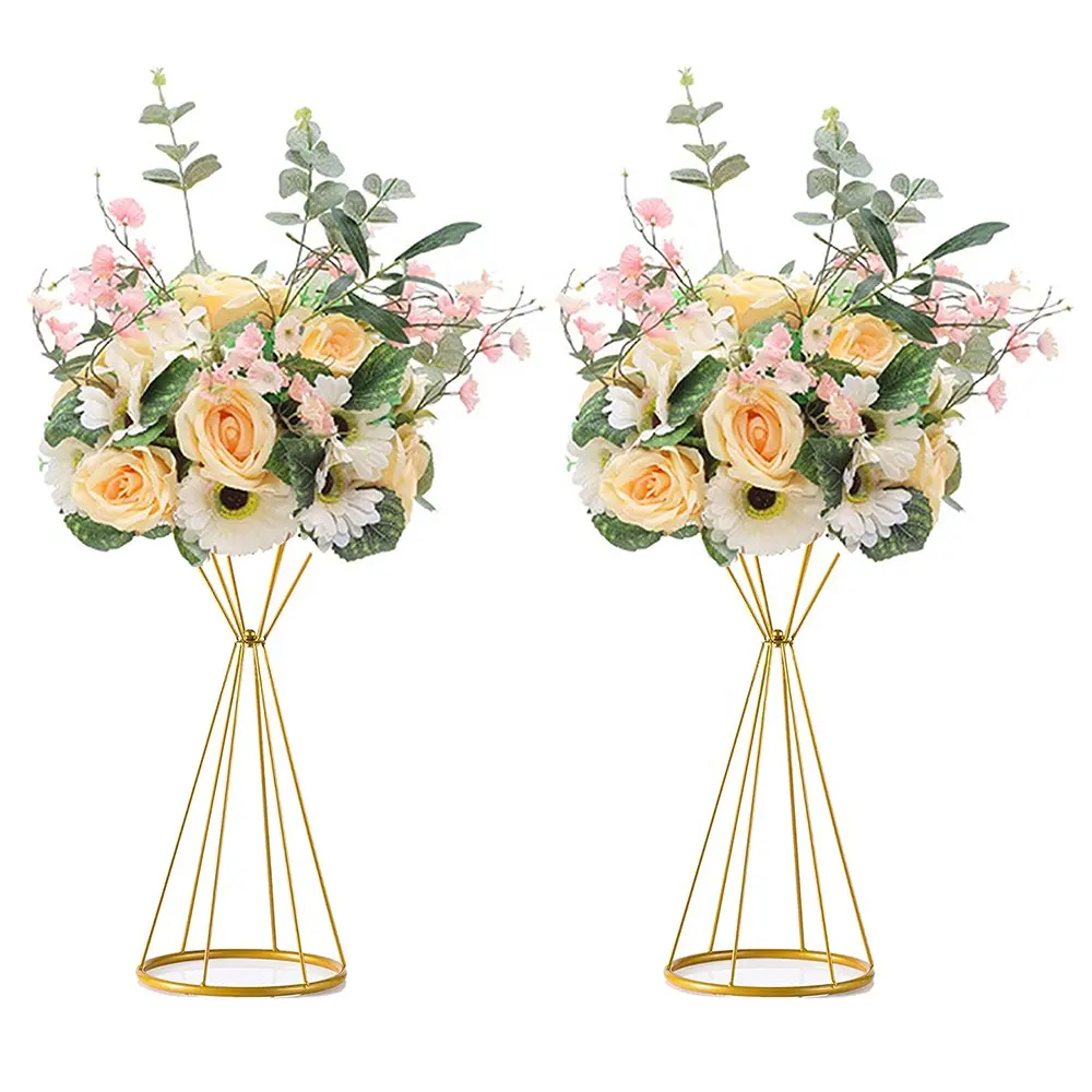 Or géométrique mariage centres de table Table fleur métal Vase supports mariage centres de table décorations
