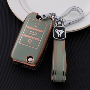Gold Edge Car <strong>Key</strong> Fob Cover with Keychain Fit for Roewe RX5 <strong>MG</strong> <strong>ZS</strong> GT GS 350 360 750 W5 Class Accessories TPU Car Case Shell - Product Image 4