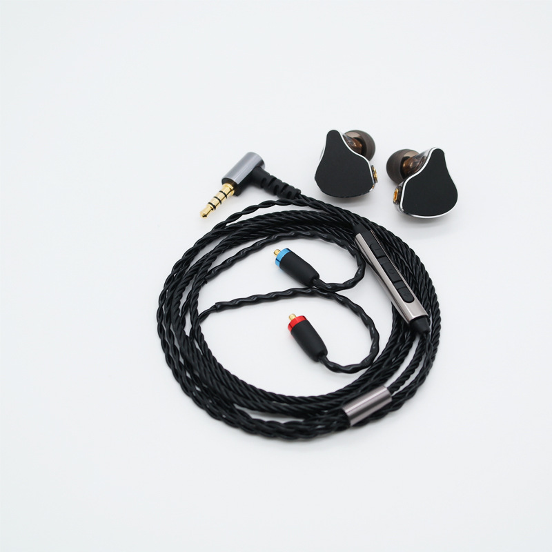 Écouteur noir de 1,2 mètre de long avec microphone