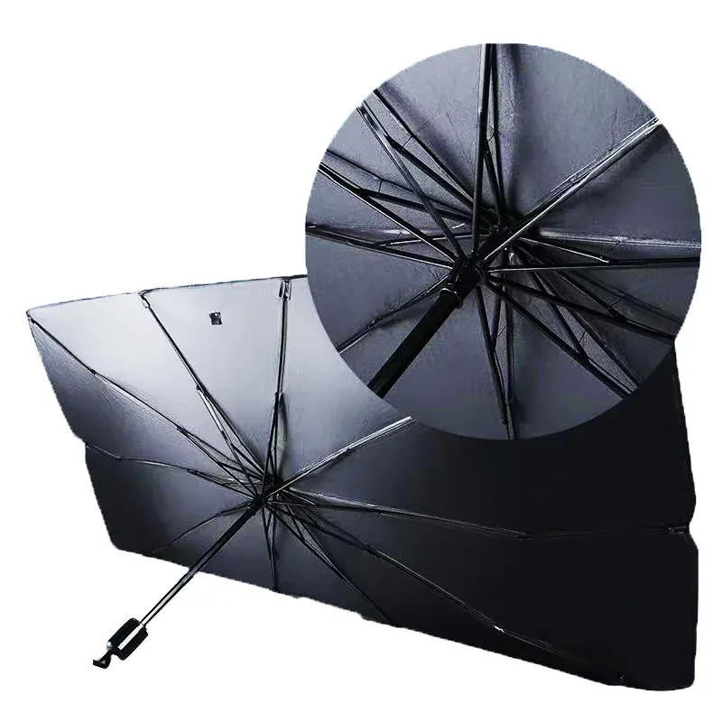 Logo zaman ambalaj içinde güneş ekran koruyucu katlanabilir elektrikli araba şemsiyesi güneş gölge kapak