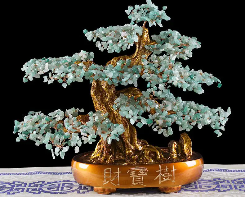 فنغ شوي ديكور المنزل الطبيعية روز الكوارتز الجمشت السترين الكريستال المال الحظ شجرة هدية هووسميورمينغ