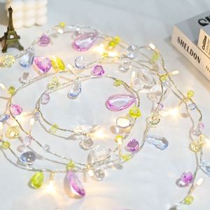 Luces de cristal LED Joyas Luces de hadas Funciona con pilas/Enchufe USB, lindas luces de cadena con temporizador remoto Fairycore Room - Product Image 1