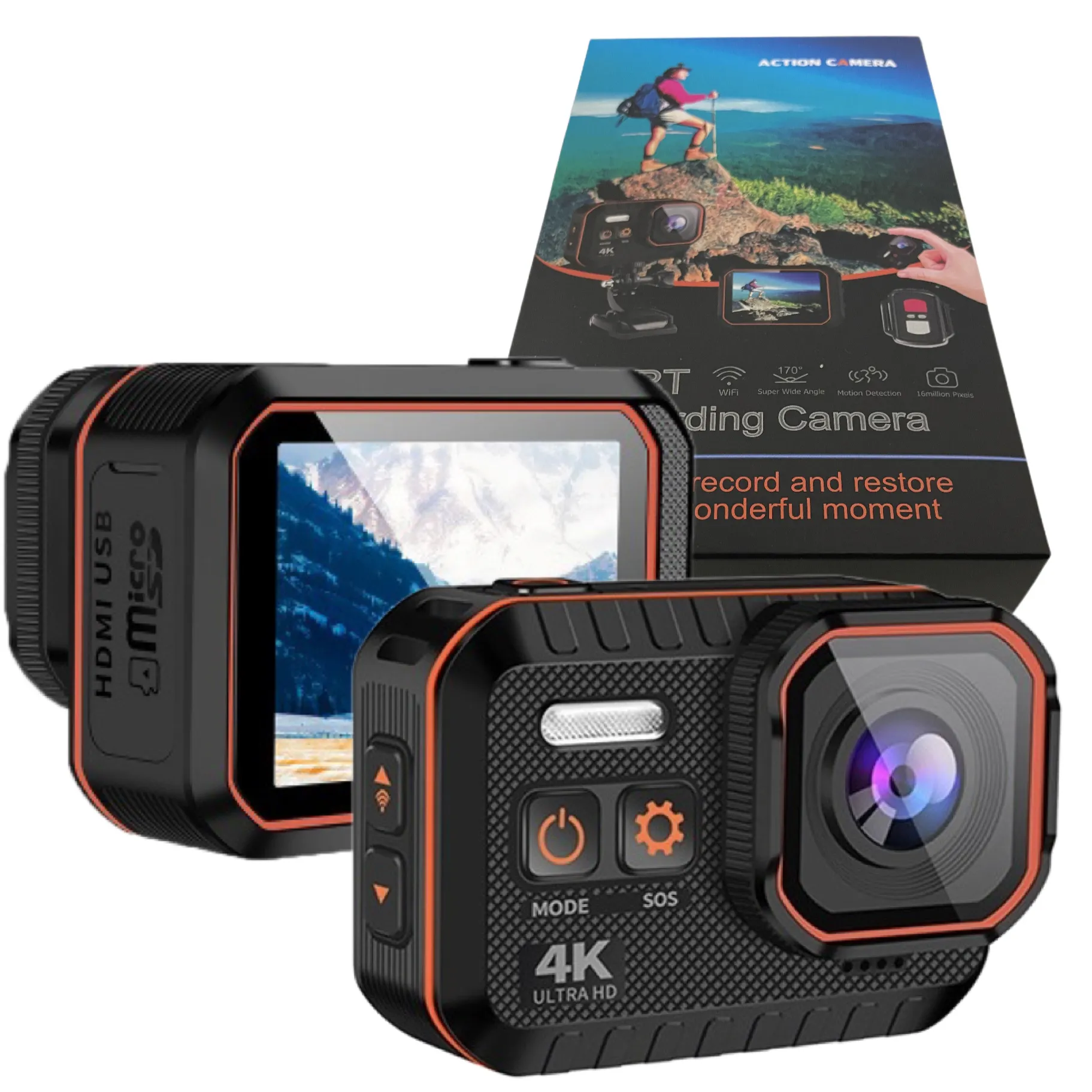 Tem – caméra d'action 4K HD avec écran de télécommande, appareil de Sport étanche, enregistreur d'entraînement, DV, vente en gros