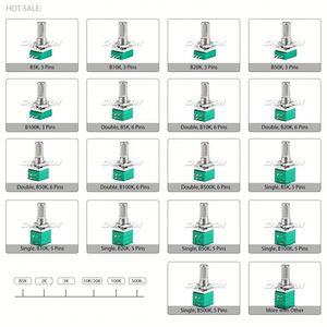 Potenciómetro giratorio lineal de doble banda única RK097N B5K 10K 20K 50K 100K 250K Potenciómetro RK097 de 3/5/6 pines para control de volumen - Product Image 3