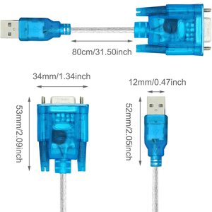 USB至串行RS232 DB9适配器、USB 2.0至串行电缆9针公适配器，带芯片组RS-232转换器电缆芯片组