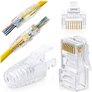 無料サンプルCat6 RJ45コネクタ8P8C UTP非シールドLANケーブルパススルー3プロングネットワーキングアプリケーション - Product Image 1