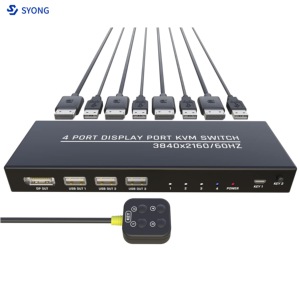 SY OEM DP 1.2 USB-A * 4 3840X2160 @ 60Hz 4KDpビデオ信号表示ポートKvmスイッチセレクター4ポートUSB2.0デバイス - Product Image 3