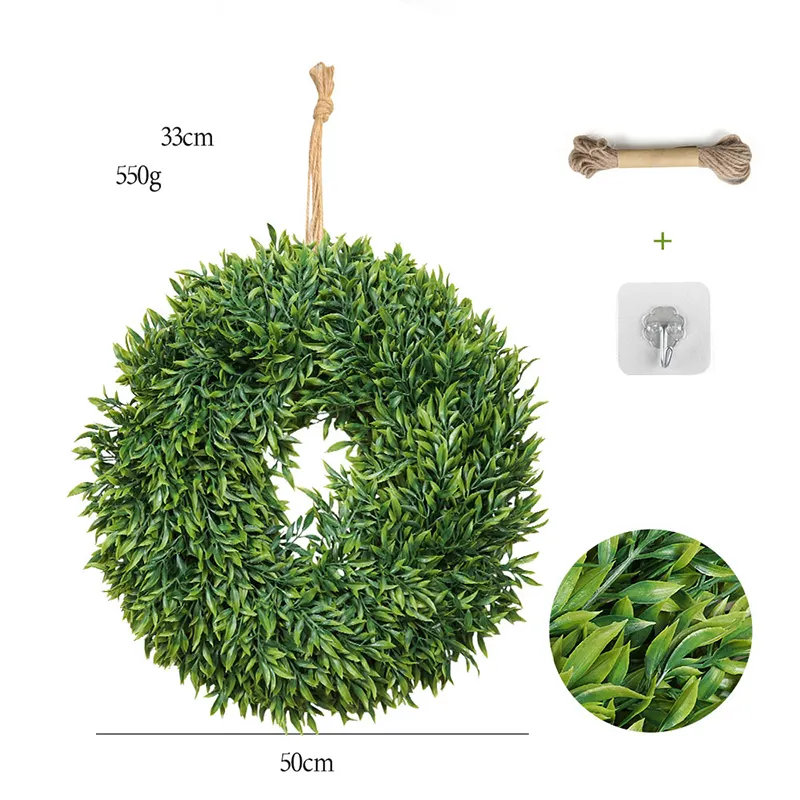 Fake Bamboo Green Leaves Door Decoration Simulation Wreath Artificial Plant Soft Rubber Artificial Bamboo Leaf Garland