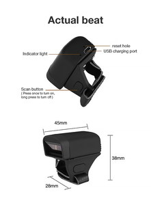 Escáner de código de barras de anillo inalámbrico Blue Ooth Qr Reader Escáner de código de barras de dedo Mini escáner de código QR portátil - Product Image 2