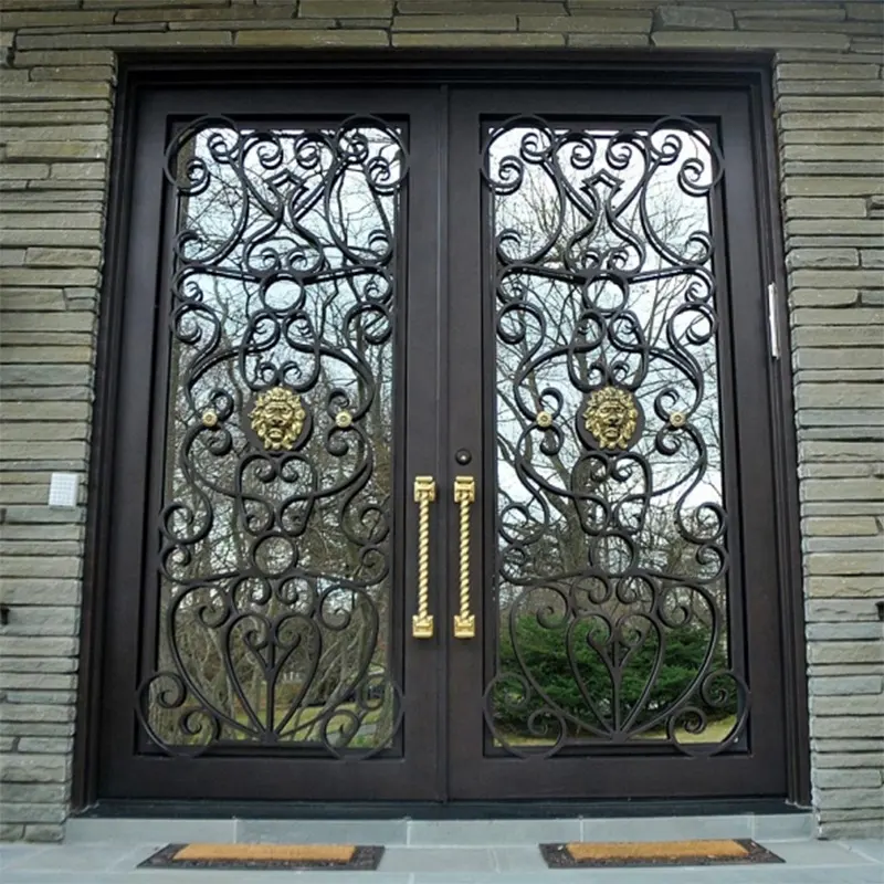 Haus Haupteingang Design Tür Sicherheit Eingang Außentür Schmiedeeisen türen Double Exterior