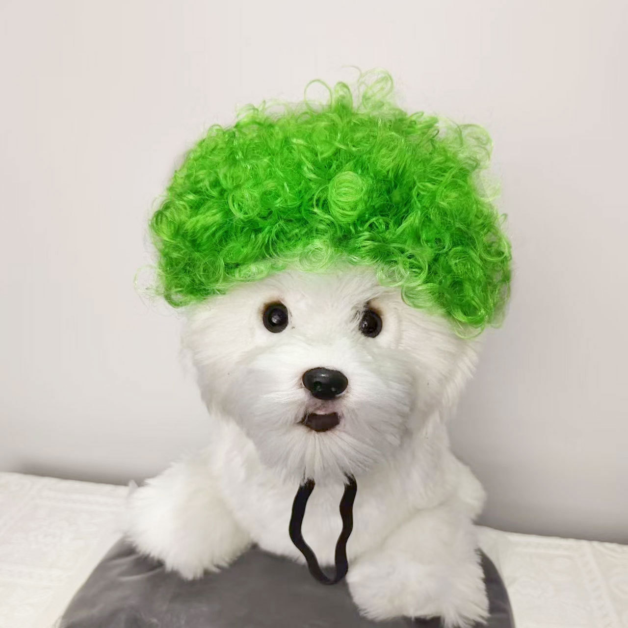Dog wig with spiky hair, fluorescent green (40g)