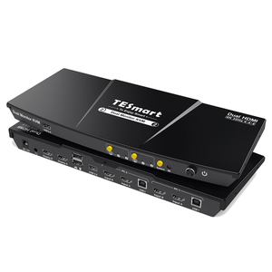 TESmart PAP KVM Switch 2 Monitors 2 <strong>Computers</strong> for CAD CAM Design 4 <strong>HDMI</strong> Port <strong>Input</strong> 4K30Hz Multi-Viewer Dual Monitor KVM Switcher