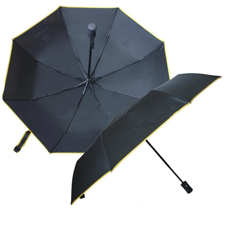 3 veces Paraguas automático pequeño negro paraguas uv personal paraguas