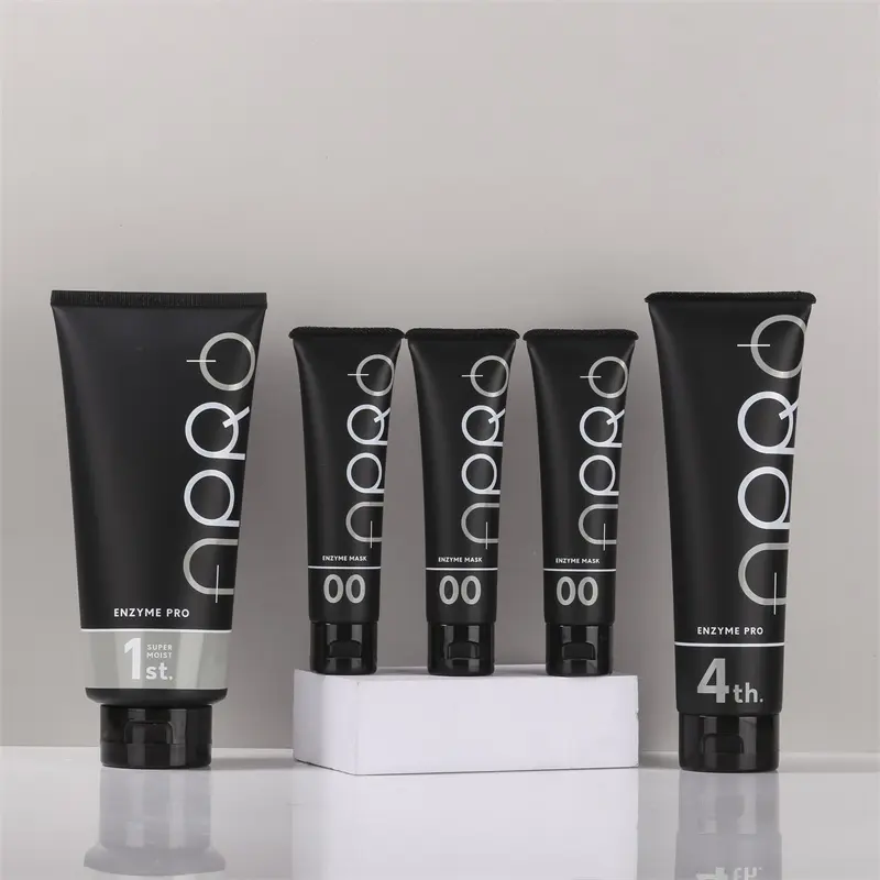 Custom Tubes 100ml-400ml Large Capacity Hand Cream Black Squeezable Lotion PE Plastic Matte soft squeeze empty tube