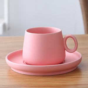 GZYSL Factory Custom logo Matte Frosted Colorful Colors Ceramic Coffee &amp; Tea <strong>Cup</strong>&amp;Saucer 250ml Espresso <strong>Cup</strong> Used for Office Home - Product Image 2
