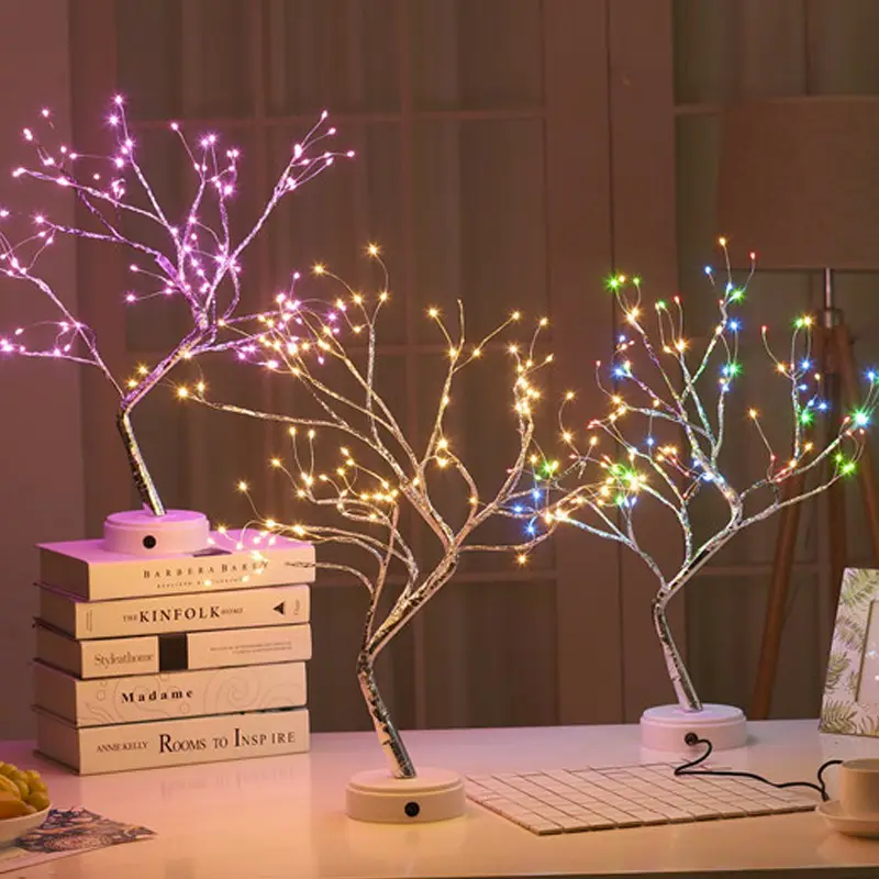 Hot LED Night Light Mini albero di natale lampada ghirlanda di filo di rame per la casa bambini arredamento camera da letto luci fatate lampada per le vacanze luminare