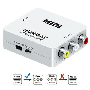 HDMI zu AV-Konverter Mini HDMI Eingang zu AV Ausgang Video-Konverter-Box Adapter bis zu 1080p weiße Farbe für Laptop PS4