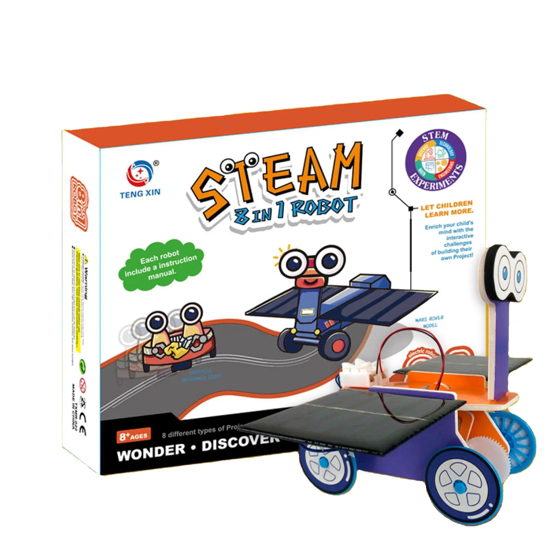 Lern-Diy Wissenschaftsexperiment-Kits 8-In-1 Roboter-Wissenschaft-Engineering-Kit Schule Familie kreative Aktivitäten für Kind