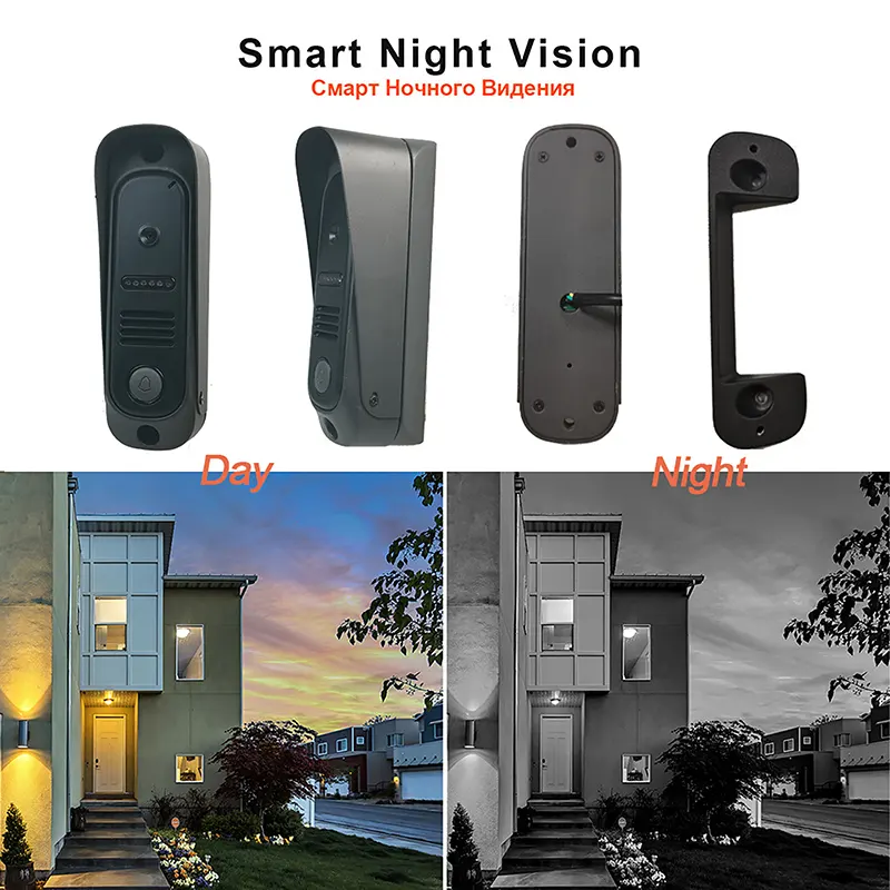 VIDEW 4 السلكية الفيديو نظام اتصال داخلي RFID إفتح كاميرا الجرس مع 7 بوصة شاشة للرؤية الليلية المنزل جرس الباب ل فيلا