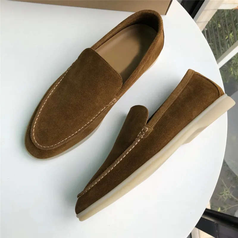 Aangepast Logo Luxe Designer Suède Echt Lederen Slip Op Heren Casual Wandelstijl Loafers Jurk Schoenen Heren