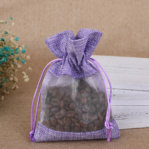 带窗户的小礼品黄麻粗麻布拉绳袋 - Product Image 6