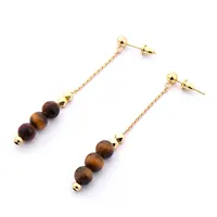 CL Classic Natural Crystal Type Tiger Eye Gemstone Earring For Daily Wearing