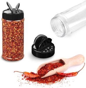 ペット空のプラスチック調味料ボトルスパイスシェーカーパウダー容器ペッパーソルトジャーフラッパーキャップ付きスパイスジャーセット - Product Image 2