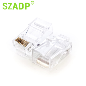 透明插头RJ45 Cat6/Cat6a/Cat5e 8P8C UTP水晶网络插头无屏蔽镀金通孔水晶头连接器 - Product Image 5
