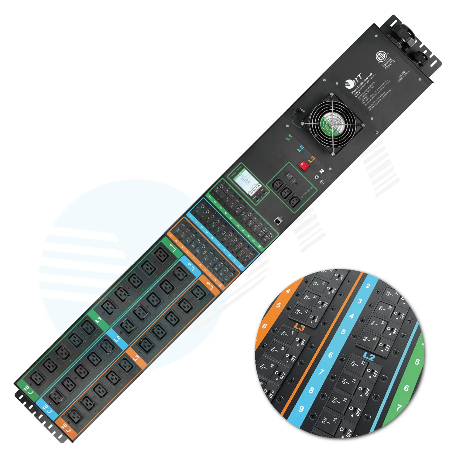 High-Power 200A Smart Meter C19 PDU Socket Rack Metal Aluminum Alloy Power Distribution Unit with SNMP Server PDU